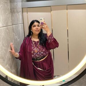 Burgundy Long Sleeve Lehenga